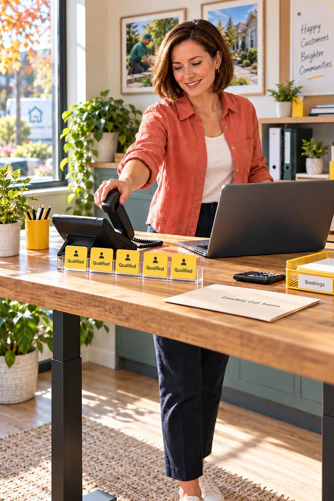 Online Business Directories: How to Get Listed and Attract Customers 4 Online business directories are measured as an owner answers a customer call beside five tracked qualified-lead tabs.