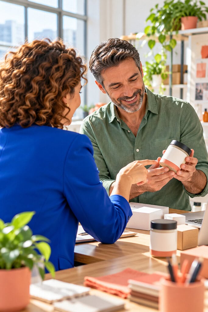 How to Find a Profitable Business Niche in 2026 5 Founder and business owner examine a finished sample, showing profitable business niche fit through firsthand expertise.