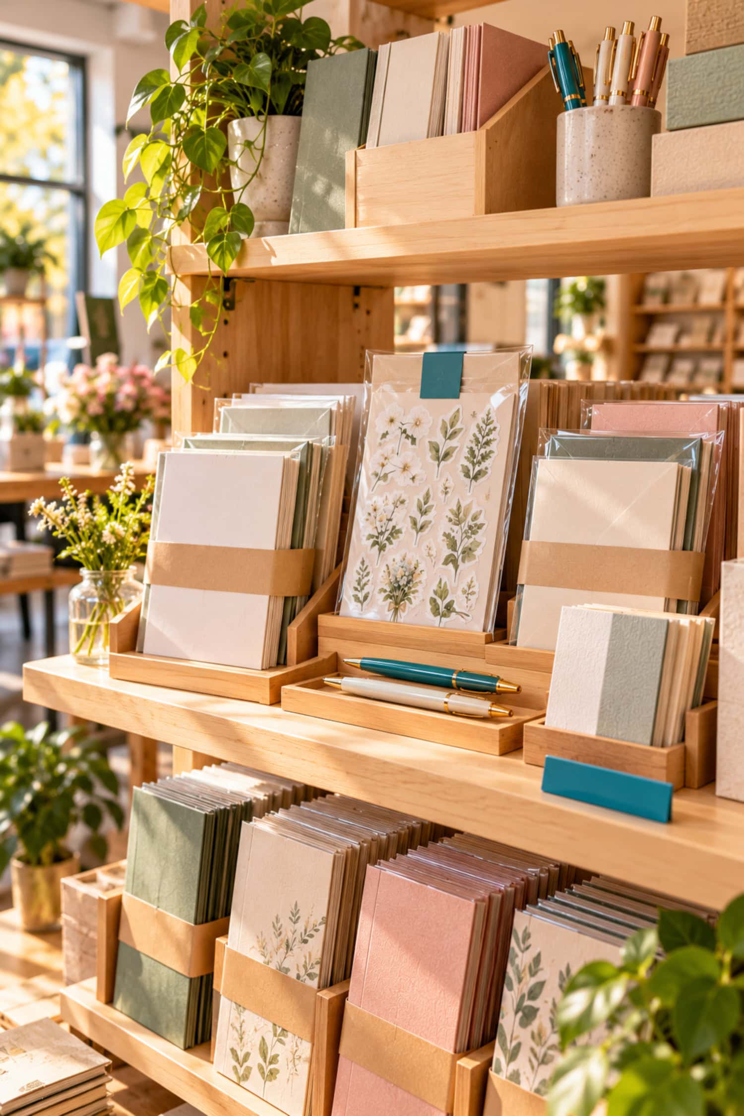 How to Start a Stationery Business by Testing Before You Stock 13 Stationery business display groups note cards, stickers, pens, and coordinated paper goods into a focused assortment.