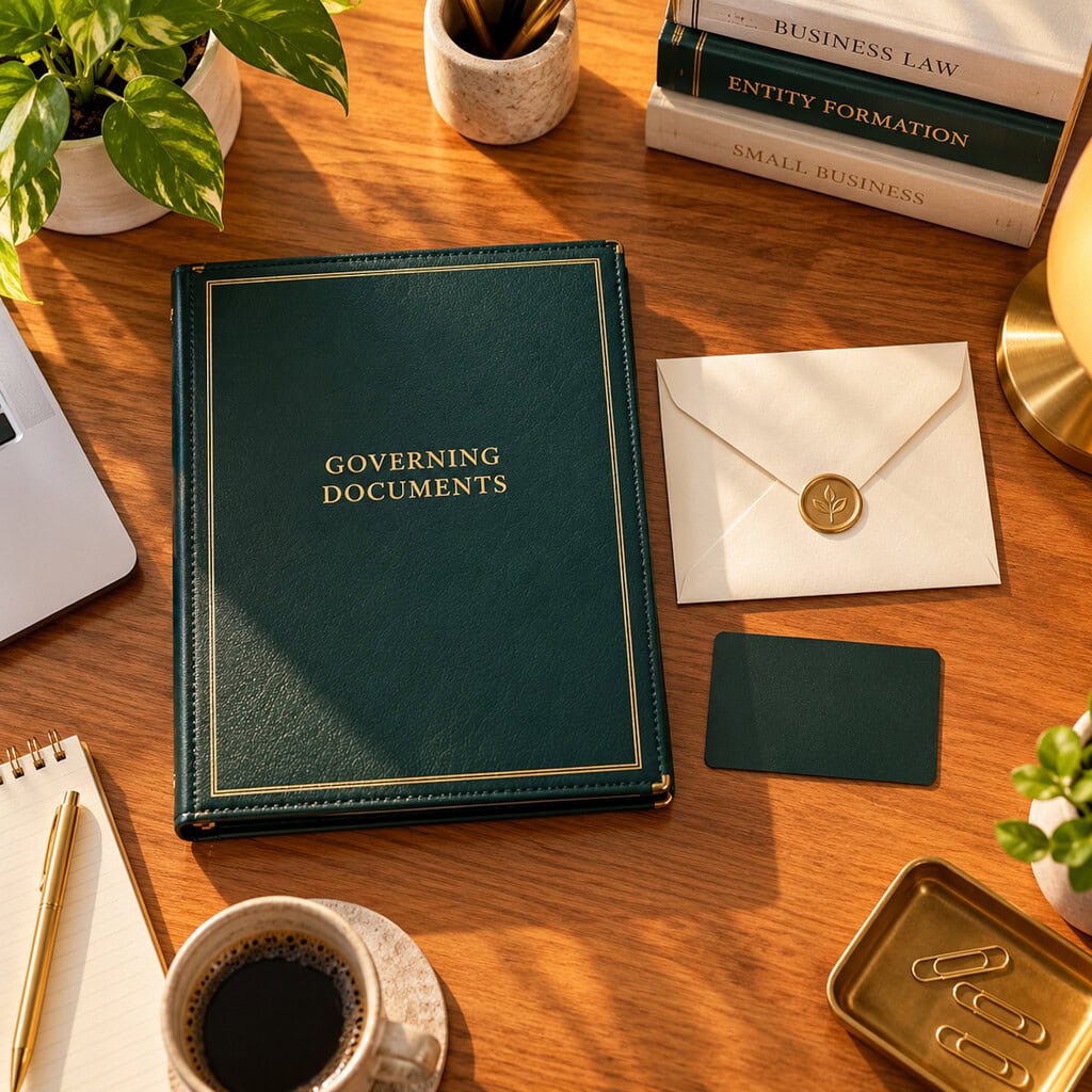 Types of Business Ownership and How They Work 5 Types of business ownership are supported by a neat formation kit with a closed folder, sealed envelope, and bank card.